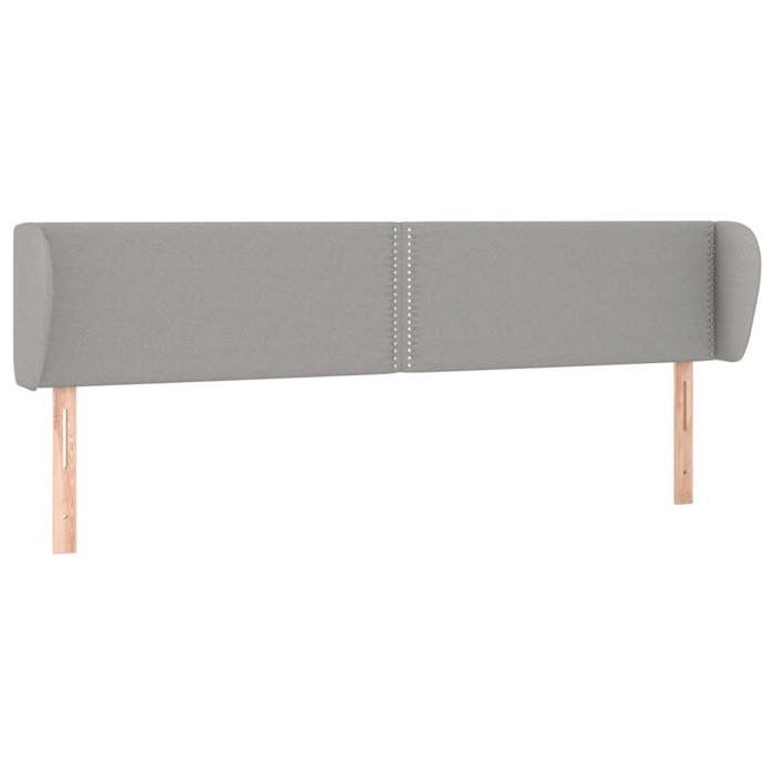 Tête de lit - Avec oreilles - Gris clair - 183 x 23 x 78/88 cm - Hauteur réglable