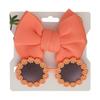 2Pcs Kids Sunglasses Headband Set Baby Unglasses Elastic Nylon Headband Bohemia Beach Seaside Sun Glasses Kids Bow Headwear