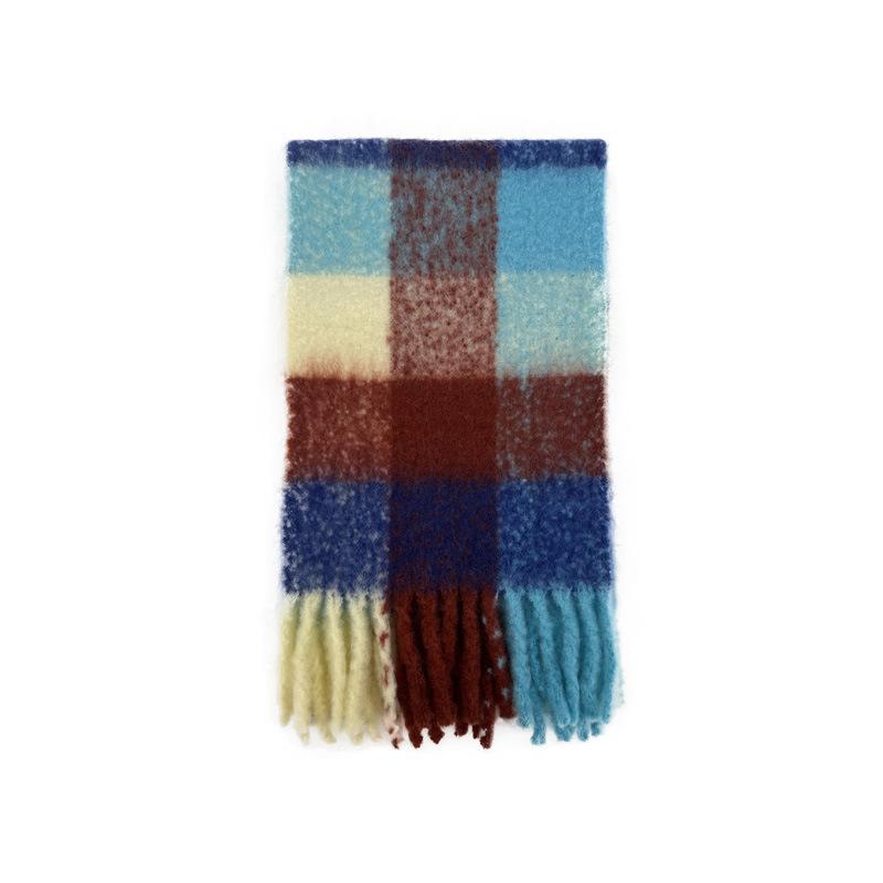 Marshmallow Series Wool Blended Gradient Color Plaid Scarf Women's Warm Scarf