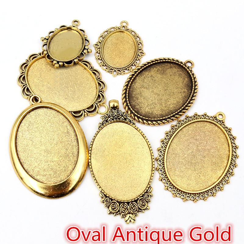 30g Směs stylů Starožitný bronz Stříbrný pozlacený zinková slitina Přívěsek Prázdný Cameo Cabochon Základna Nastavení Rámečky Šperky Příslušenství
