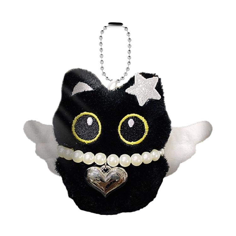 Chaveiro de Gato de Pelúcia Asa Fantasmagórica Estilo Fofo Adorável Pingente de Bolsa Material Macio Presente Para Decoração de Halloween Natal