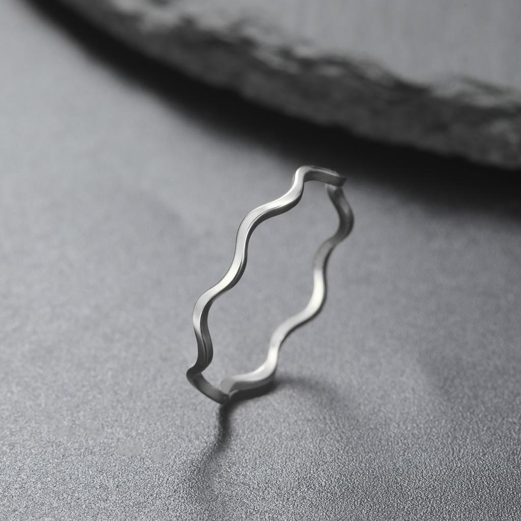 XINYI Stainless Steel Ring Minimalist Sea Wave Light Luxury Elegant Couple Rings For Women Jewelry Wedding Trendy Fine Gifts