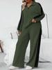 2025 European Style Plus Size Two-Piece Set: Casual Sweatshirt and Wide-Leg Pants for Women