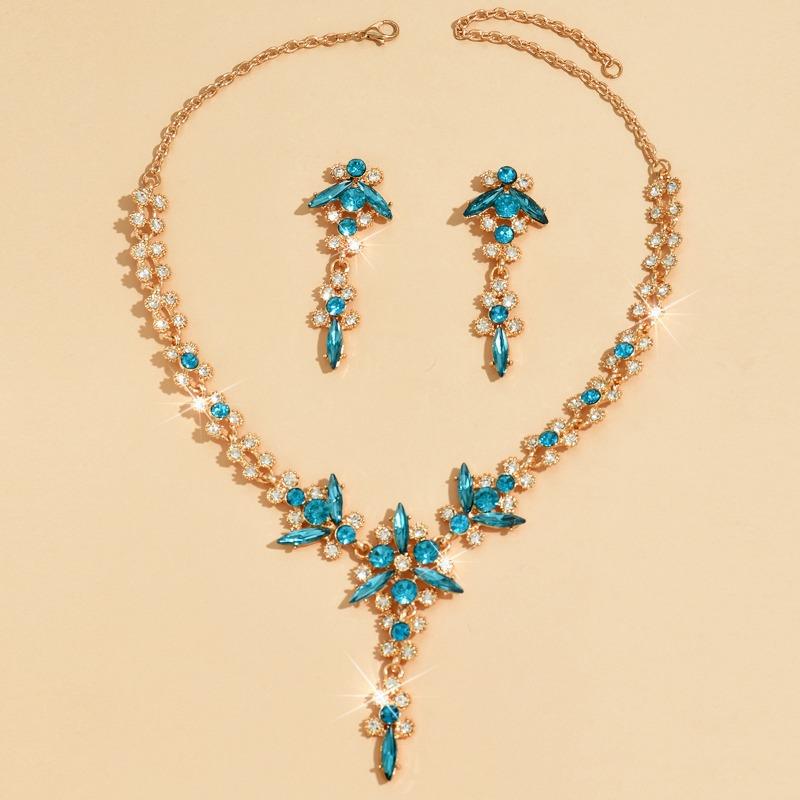 BLINGBAY Women's Jewelry Set Fairycore Romantic Wedding Bridal Accessories Retro Rhinestones Elegant Necklace Earrings Set Women's Modern Jewelry Gift