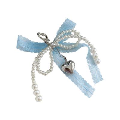Pearls Bows Keychain Bag Charms Car Keyrings Bag Charms Accessories for Purse Backpack Decorations Valentines Day Gifts