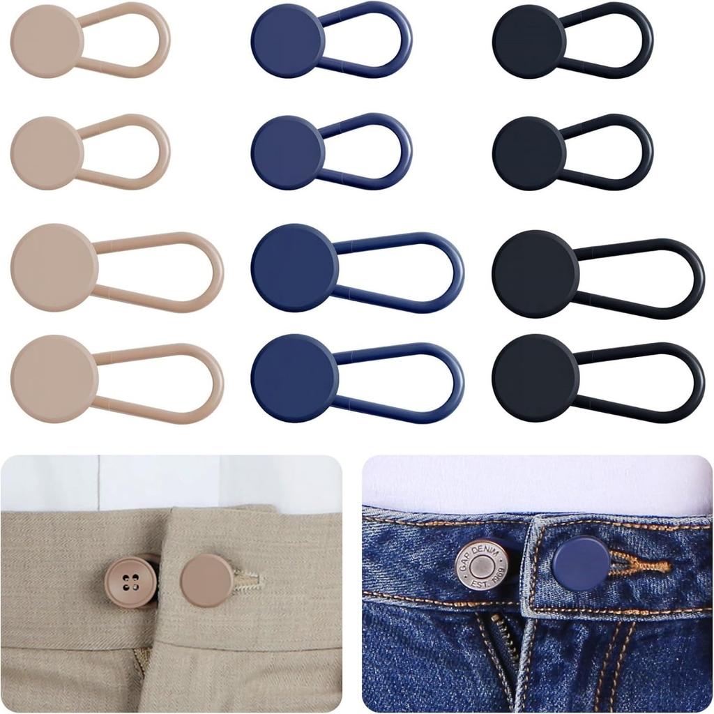 12-Pack Jeans Button Extender Waistband Button Extender For Men And Women 3 Colors Waistband Extender Extends Pants Waistline
