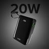 Powerbank 20000mAh USB-A USB-C z wyświetlaczem wbudowanym kablem USB-C 20W - czarny
