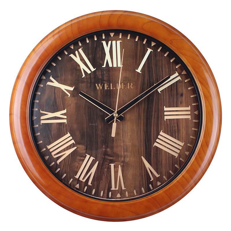 

Wood Grain Decorative Wall Clock Creative Lightweight Plastic Clock Silent Living Room Bedroom Home Art Wall Clock 35CM [style] 3