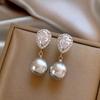 Copper Micro-Inlaid Zircon Water Drop Glass Pearl Necklace Autumn And Winter Sweater Chain Light Luxury Niche Design Clavicle Chain