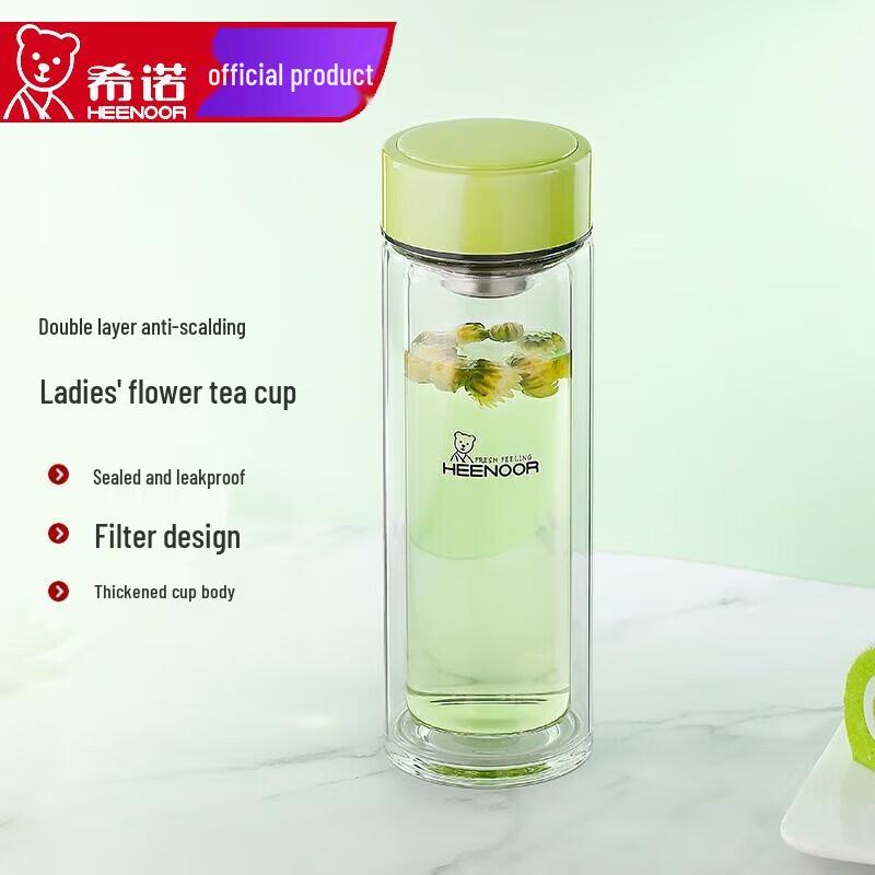 XINUO Double-Layer Glass Tea Cup