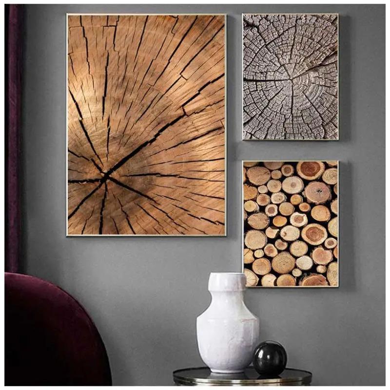 Abstract Wood Log Tree Rings Posters Wood Grain Rings Tree Ring Radial Lines Farmhouse Canvas Painting Pictures Home Decor