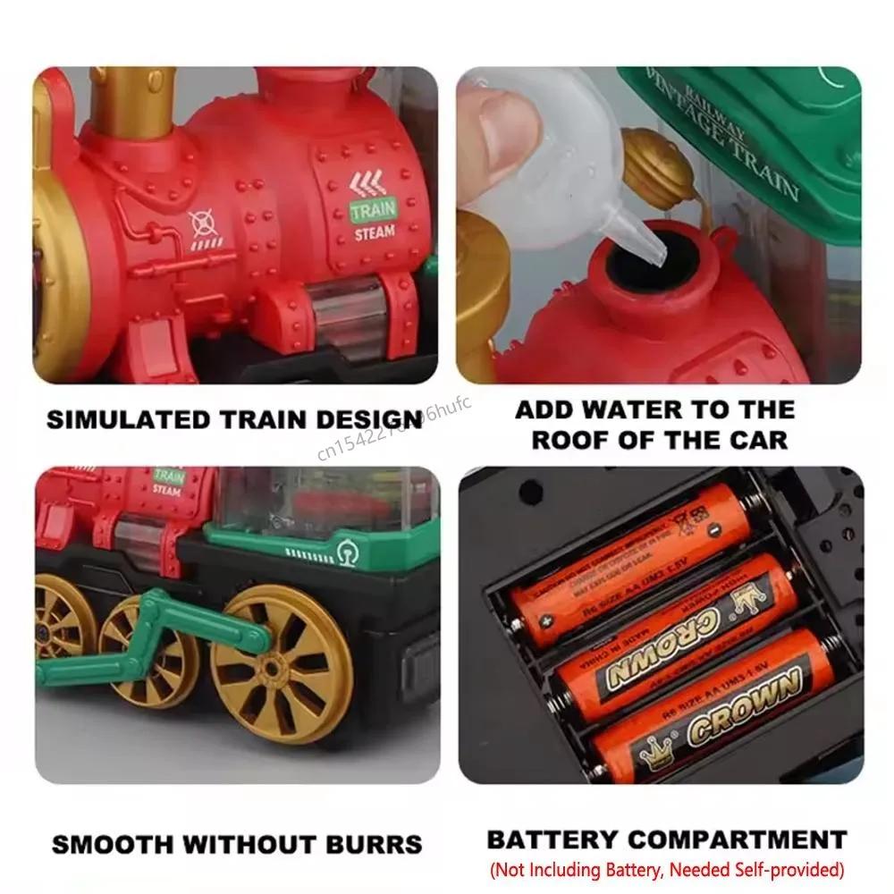 Electric retro spray train toy with sound and light automatic obstacle avoidance simulation steam train children Christmas gift