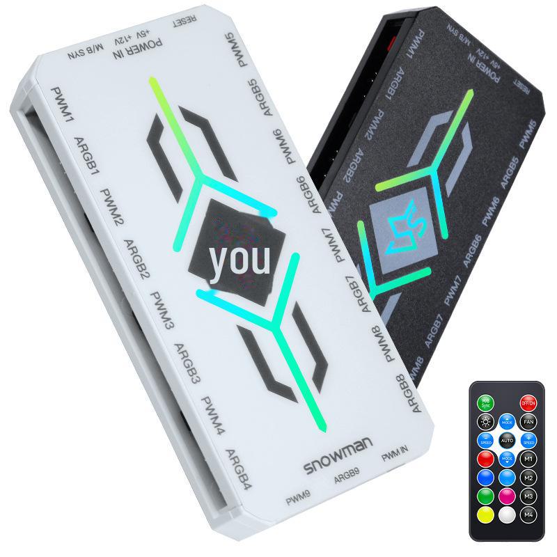 Schneemann H9-ARGB Controller: 5V 3-Pin LED Sync Gehäuselüfter mit 4-Pin PWM Temperaturregelungs-Hub