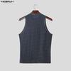 INCERUN Summer Men Mockneck Sleeveless Shiny Casual Tank Tops Vest
