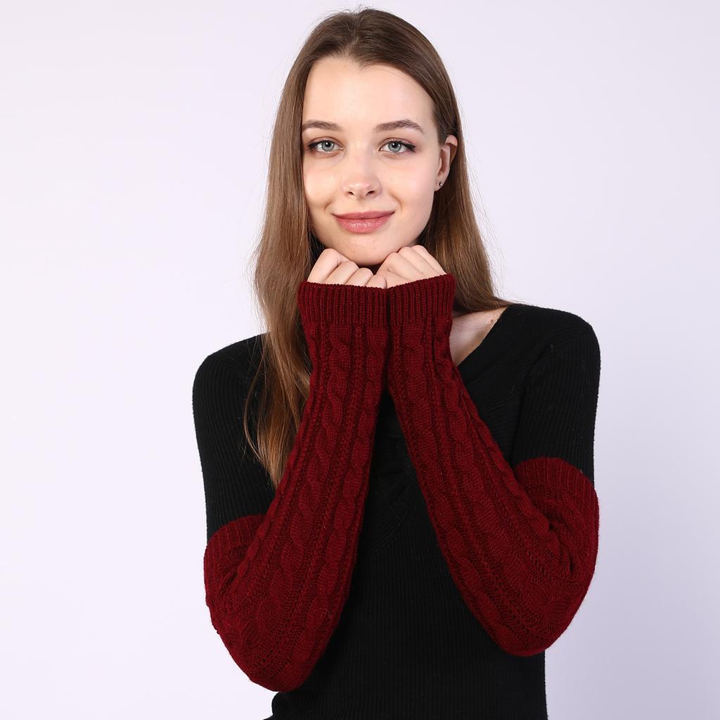 New Korean Women's Autumn and Winter Half Fingered Woolen Gloves Knitted Warm Exposed Finger Arm Guards with False Sleeves
