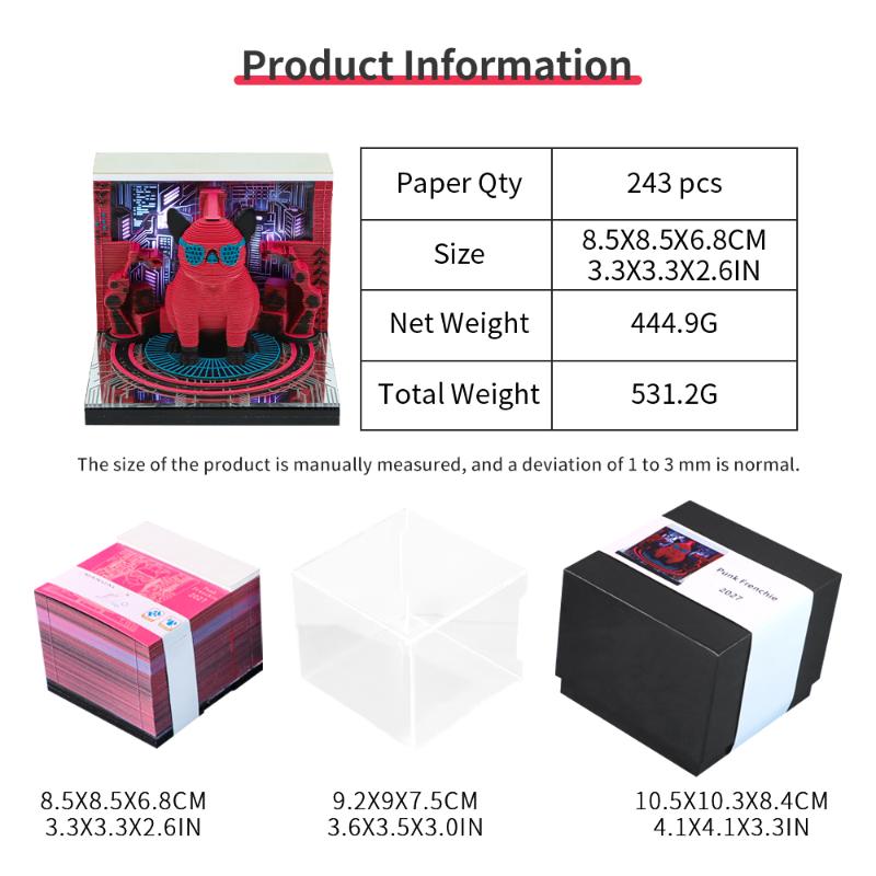 2027 LED 3D Tearable Desk Calendar Creative Time Piece Calendar with Clear Date for School Office Desktop Decoration