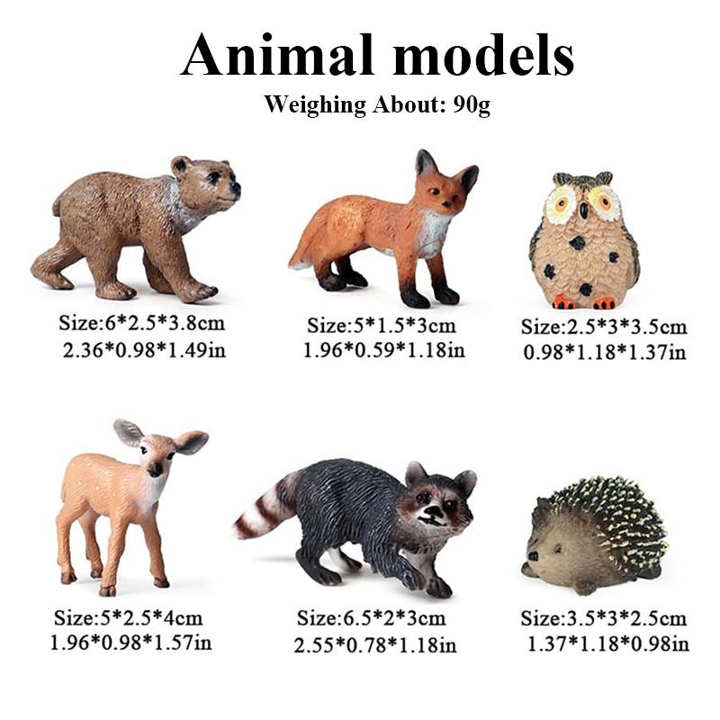 Oenux 8 Stück Wildtiere Wald Eule Fuchs Hirsch Eichhörnchen Hase Actionfigur Modell Miniatur Kuchenaufsätze Lernspielzeug Kinder Geschenk