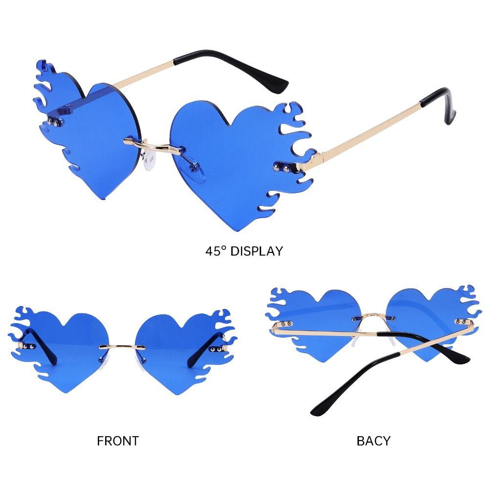 

Солнцезащитные очки без оправы в форме сердца с защитой от ультрафиолета UV400, очки для Хэллоуина для женщин и мужчин Blue