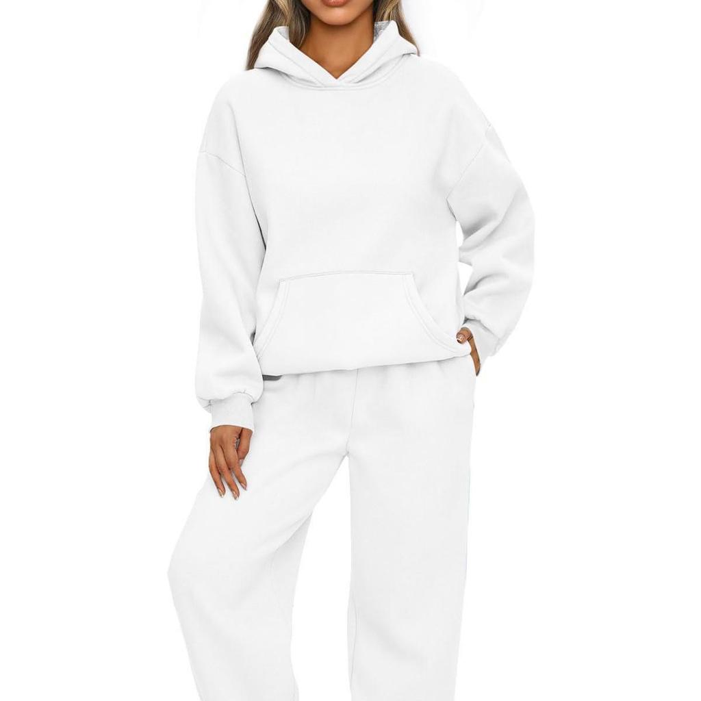 European & American Women's Autumn/Winter 2-Piece Casual Hoodie Sweatshirt and Sweatpants Set