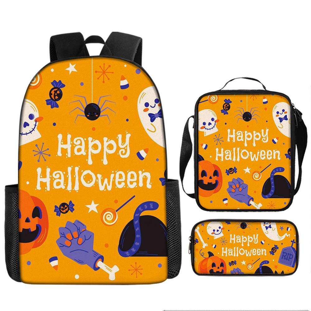 Pixel Halloween Student School Bag Cartoon School Bag Children's Backpack Anime Backpack Satchel