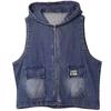 Women's Loose Hooded Literary Sleeveless Vest Spring Casual Washed Denim Jacket