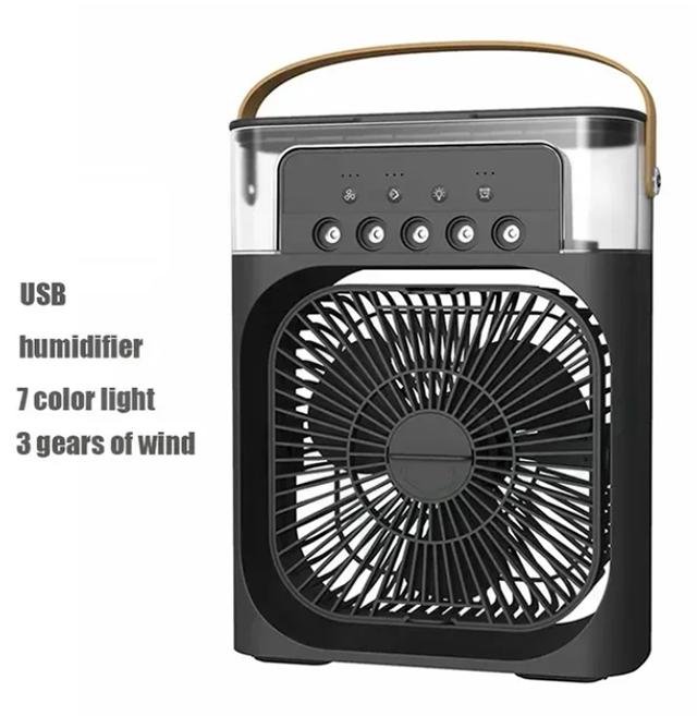 Moderne bærbar vifte klimaanlegg USB Elektrisk vifte LED vanntåke morsom tre-i-ett luftfukter For hjemmet, kjøkkenet