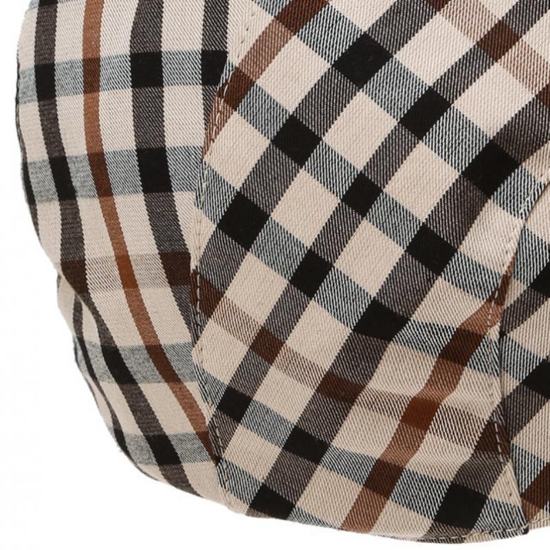 Daks Leather Adjustable Strap Brown Check Hunting Cap Dbhe4fl01w2