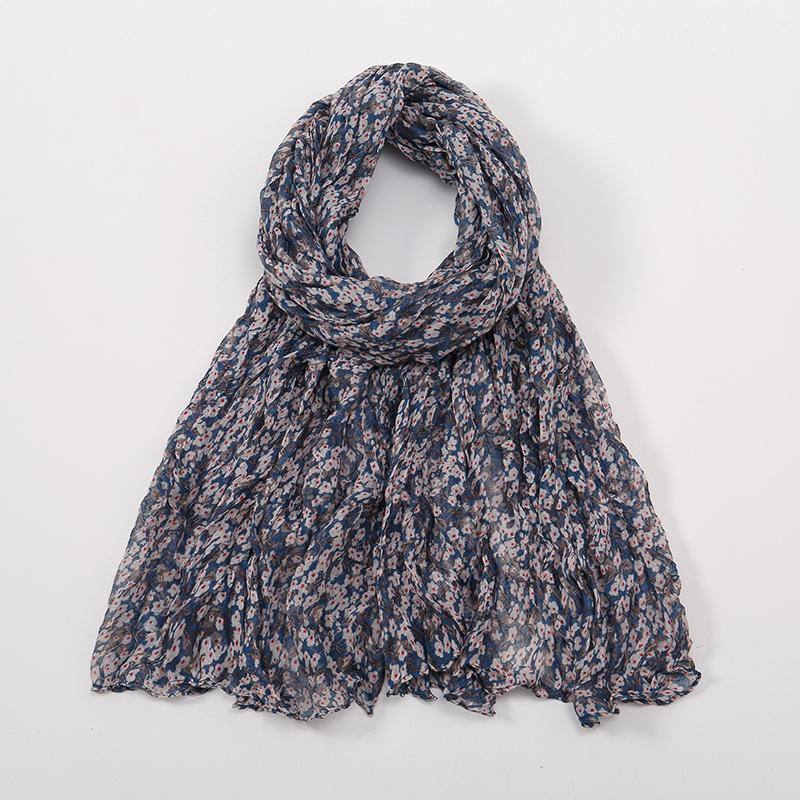 New Crinkle Floral Cotton Viscose Muslim Hijab Scarves For Women Long Shawl Headscarf Wrap Foulard Islam Turban Headband Bandana