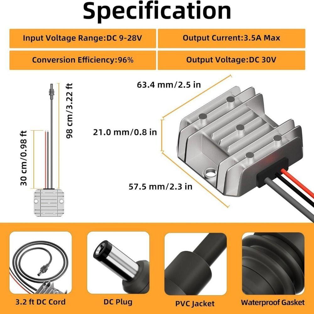 12V/24V To 30V DC-DC Step Up Power Cable 3.5A Converter Boost Converter  Power Tool Accessories