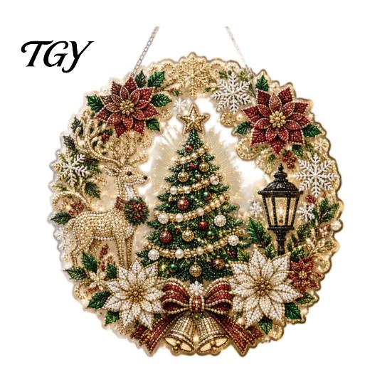 Acrylic Christmas Ornaments Faux Pearl Art Hanging Ornament Kit, Glowing Holiday Decor Festival Set for Tree Window, DIY Festive Pendant Home