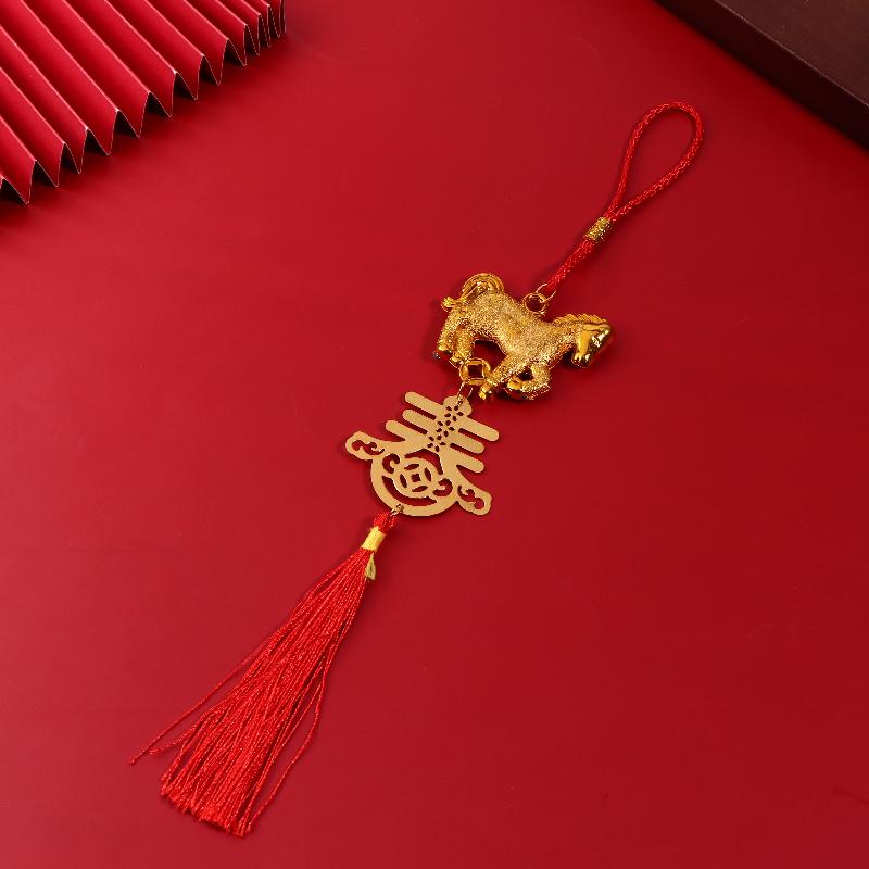 2026 Year Of The Horse Golden Plastic Zodiac Horse Pendant Lucky Spring Festival Home Car Hanging Ornaments  Year Gifts