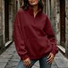 Women's Casual Half Zip Long Sleeve Pocket Hoodie