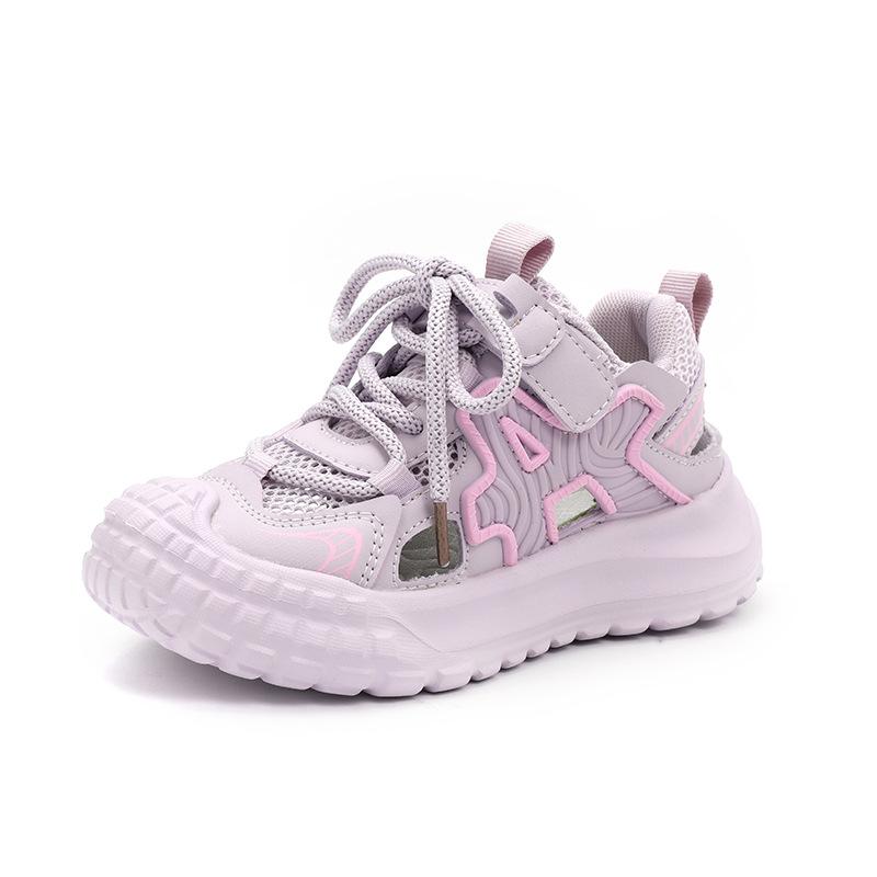 Medium and large girls mesh frame shoes non-slip tire sole sports shoes 2025 new breathable and lightweight casual running shoes