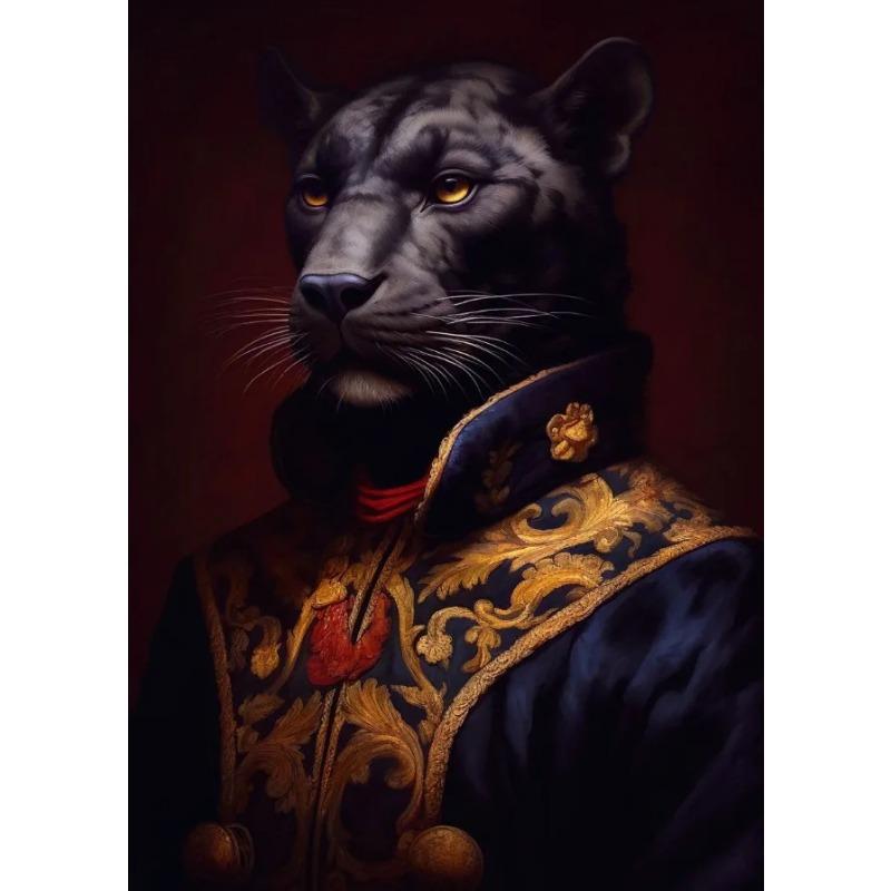Wolf Lion Panther Rooster Cheetah Crow Deer Penguin Vintage Knight Animal Poster Canvas Painting Wall Art Picture for Room Decor