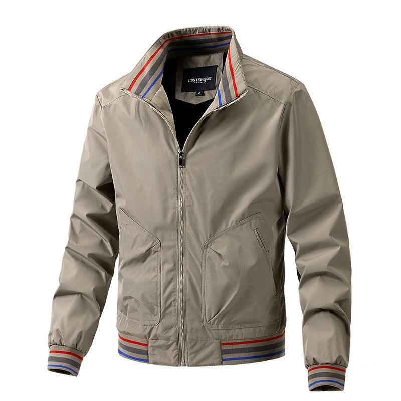 Thin Single-layer Jacket Stand-up Collar Jacket Men's Men's Spring and Autumn Slim-fitting Popular Business Men's Clothing