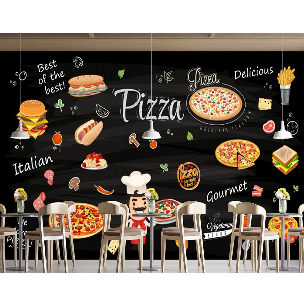 Fast Food Wandbild Hamburger Restaurant Fototapete Pizza Snackbar Dekor Hamburger Tapete