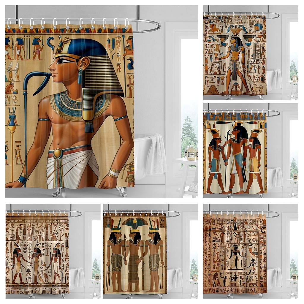Home decoration shower curtains for bathroom waterproof curtain fabric Modern Nordic style Living Room Egypt pharaoh retro