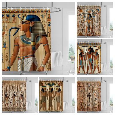 Home Decoration Shower Curtains for Bathroom Waterproof Curtain Fabric Modern Nordic Style Living Room Egypt Pharaoh Retro