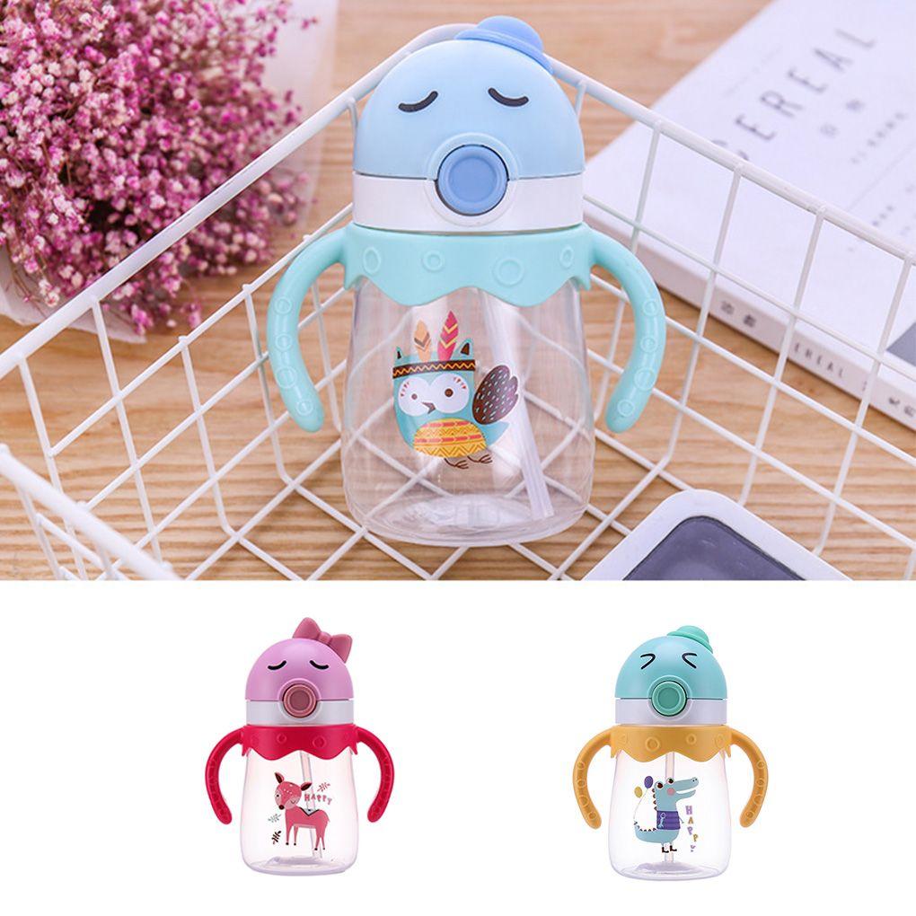 Toddler Baby Kid Infant Feeding Drinking Water Straw Bottle 350ml Water Cup
