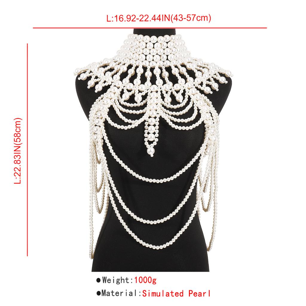 Fashion Tribal Style Hollow Woven Pearl Shawl Body Chain Retro Layered Exaggerated Sexy Body Chain All Match Women Jewelry