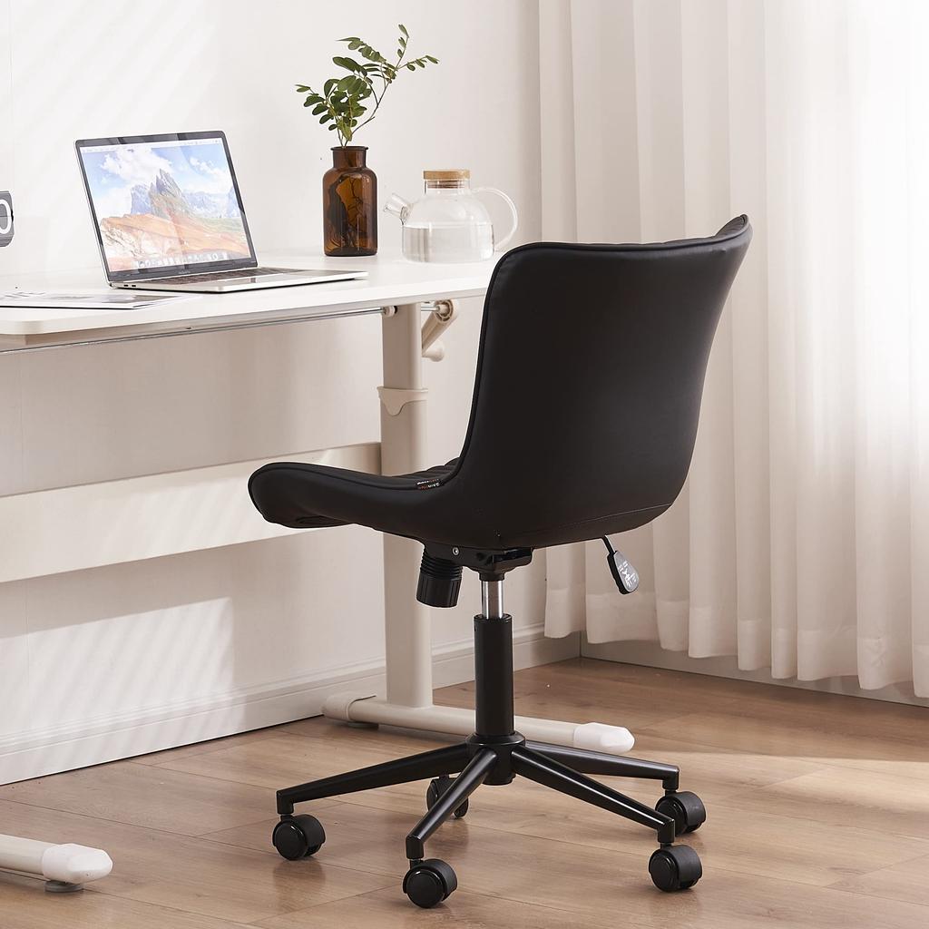 YOUTASTE Black Office Desk Work No Good for Your Height 16 Degree Front and 360 Degree PU Office Chair with Easy To 5 Year Black Chair, Chair, Study,