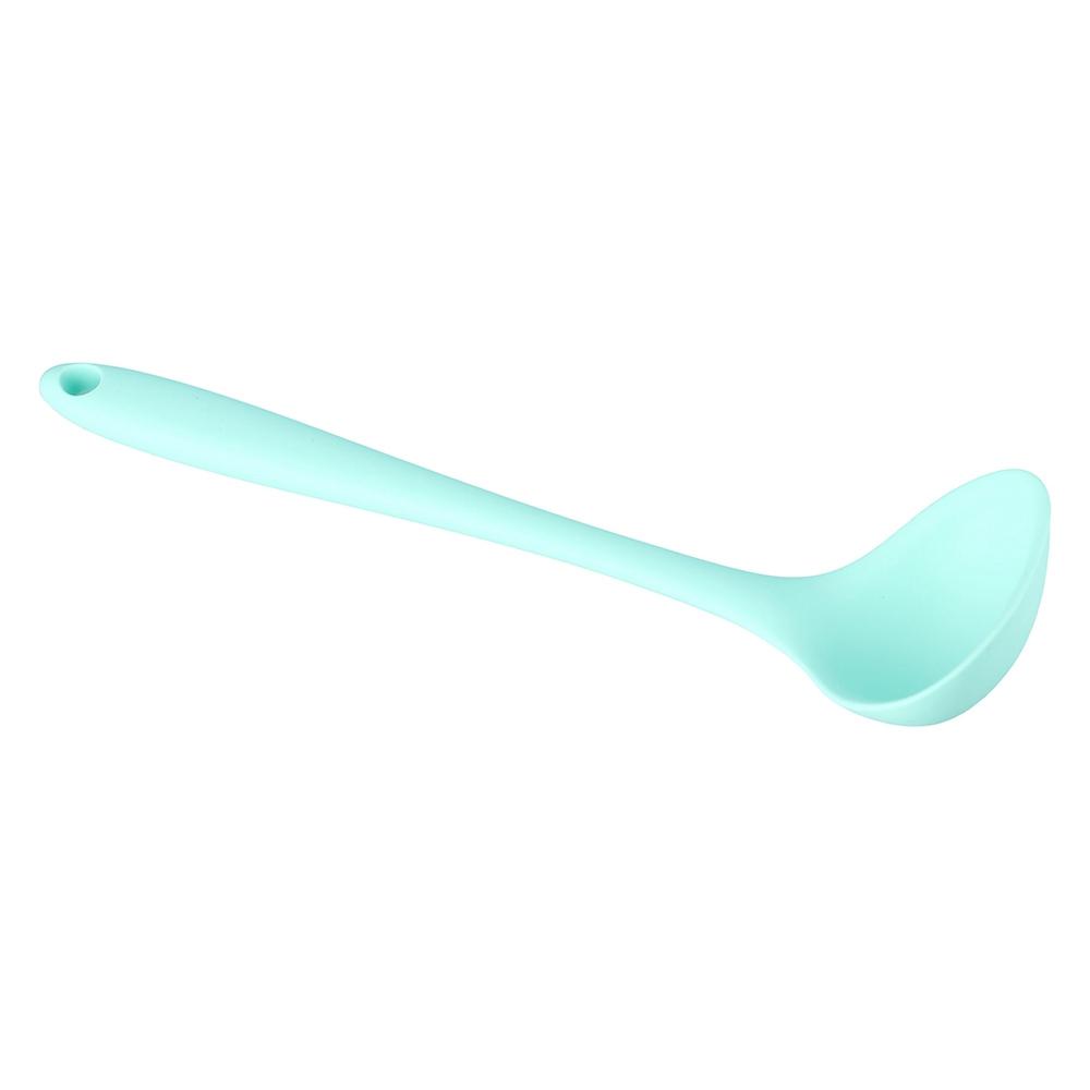 Cooking Heat Resistant Curved Handle Non-stick Silicone Soup Ladle Scoop Tableware Serving Spoon