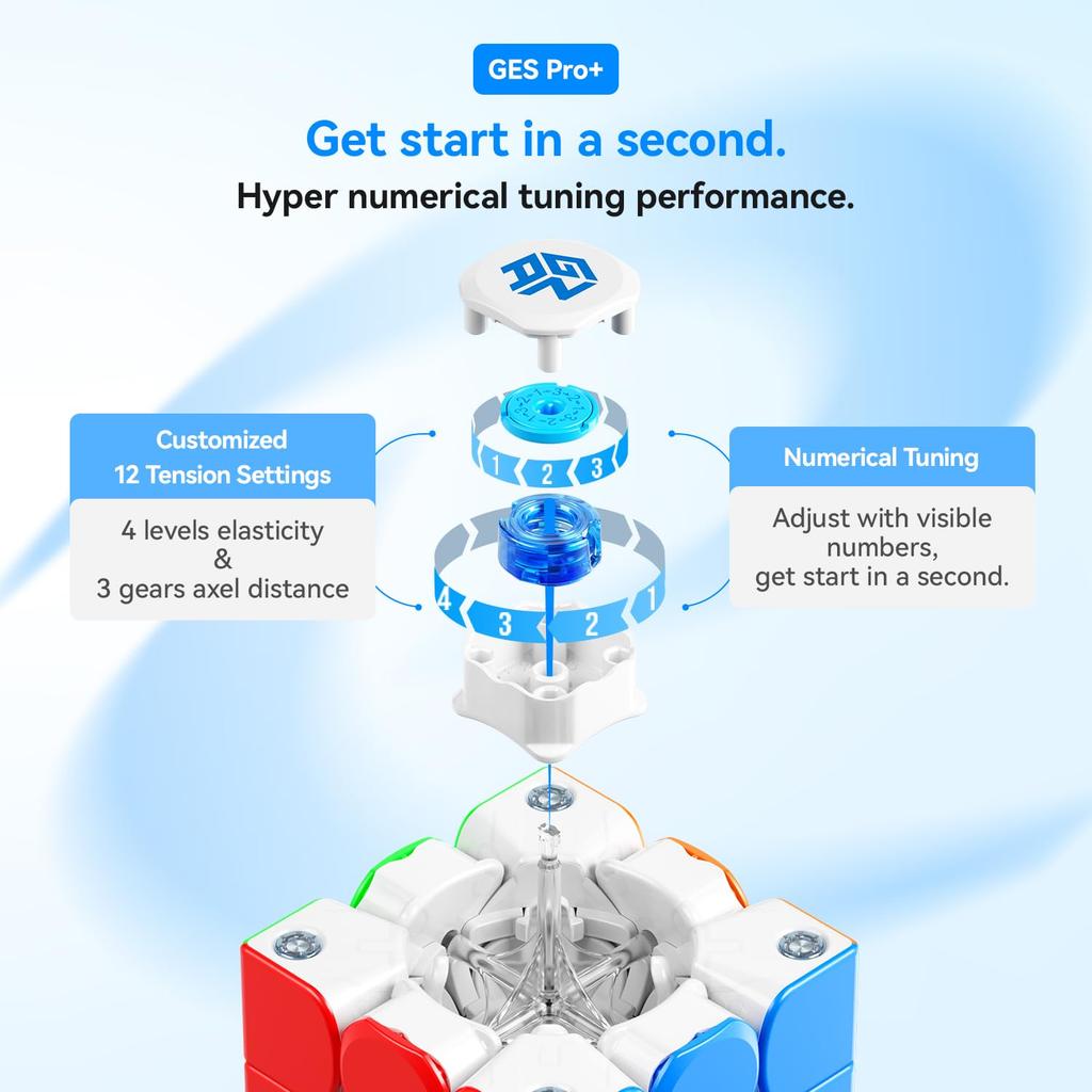 GAN356 M 3x3 מגנטי 48 GES כוונון מתח צעצוע עבור ומבוגרים 356M משודרג E, קובייה לפתרון מהיר, ללא מדבקות, מגנטים, פאזל Pro+ 12 רמות,