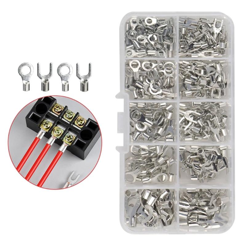 320 Pcs Non-Insulated Ring Fork U-Terminal Connector Wire Connector Durable