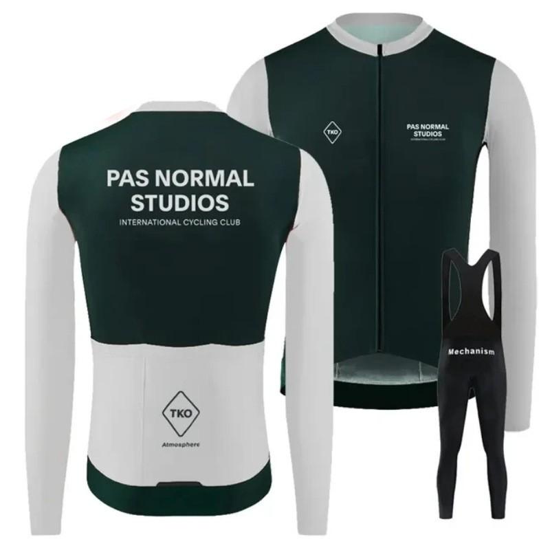 Winter Thermal Cycling Bib Tights With Fleece Lining Long Sleeve Jersey Set Road Bike Riding