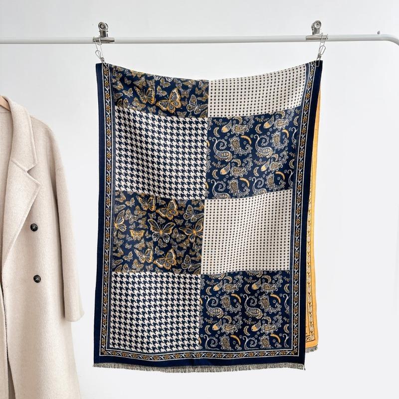 Autumn and winter temperament scarf women's high-end atmosphere retro versatile cashew nut flower skin-friendly, comfortable and warm scarf