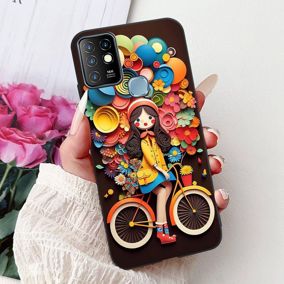 For Infinix Hot 10 Case Silicone Cute Cat Fashion Flowers Luxury Painted Back Cover For Inifnix Hot 10 Phone Case X682B X682C