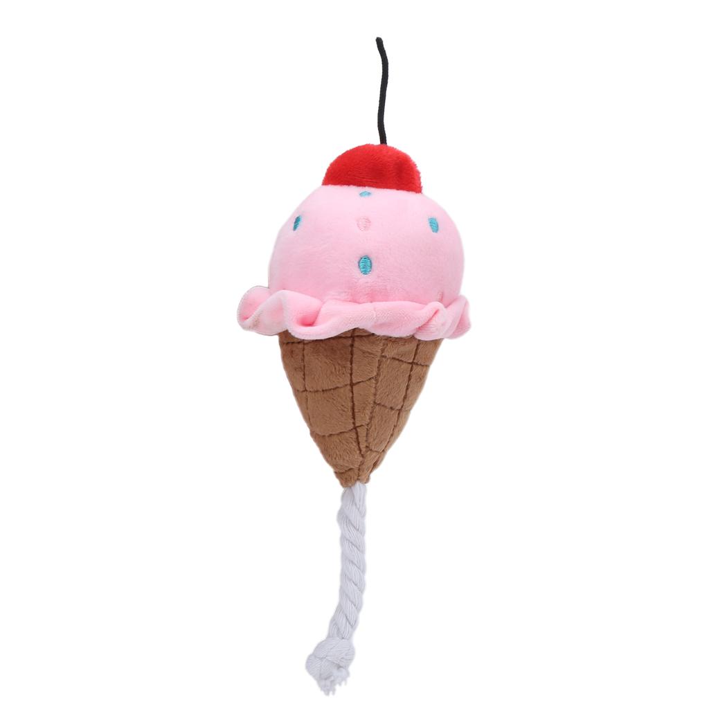 Pet Ice Cream Plush Toys Soft Stuffed Plush Toys Squeaky Chewing Toy for PuppiesPink