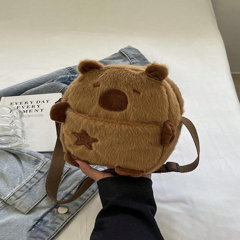 Cute children's dolphin plush crossbody bag, imitating a lightweight daily commuting shoulder bag, with adjustable shoulder straps and zipper closure