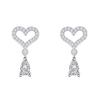 Zarte funkelnde Zirkonia-Ohrstecker mit Fransen für Damen, leichtes Luxus-Temperament, süße Mädchen-Ohrringe mit hohlem Herz